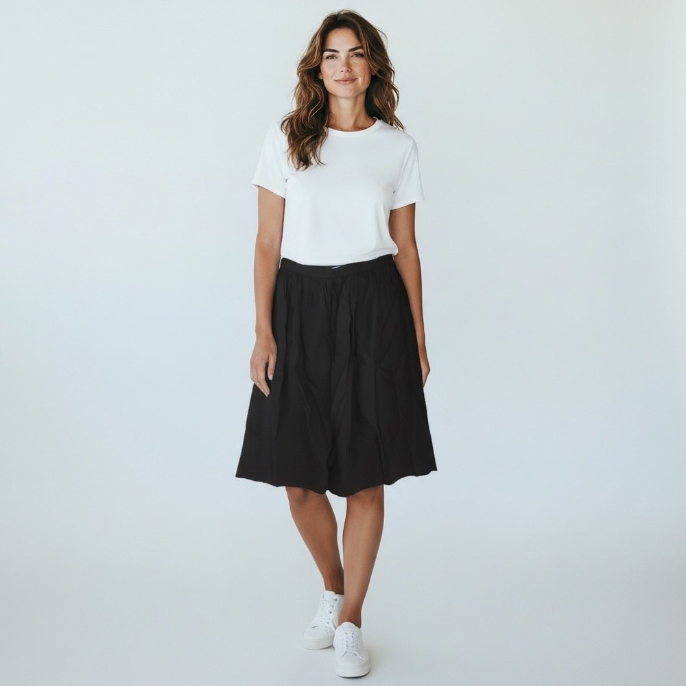 Prada Black Pleated A‎ Line Skirt Sz 0-2 36 Viscose Minimalist Designer